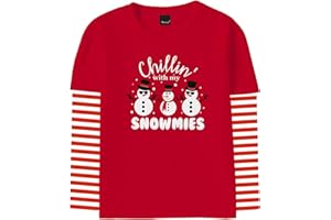 Remimi Unisex Kids Thanksgiving Long Sleeve Shirt Christmas Print Stripe Shirts 2-12 Years