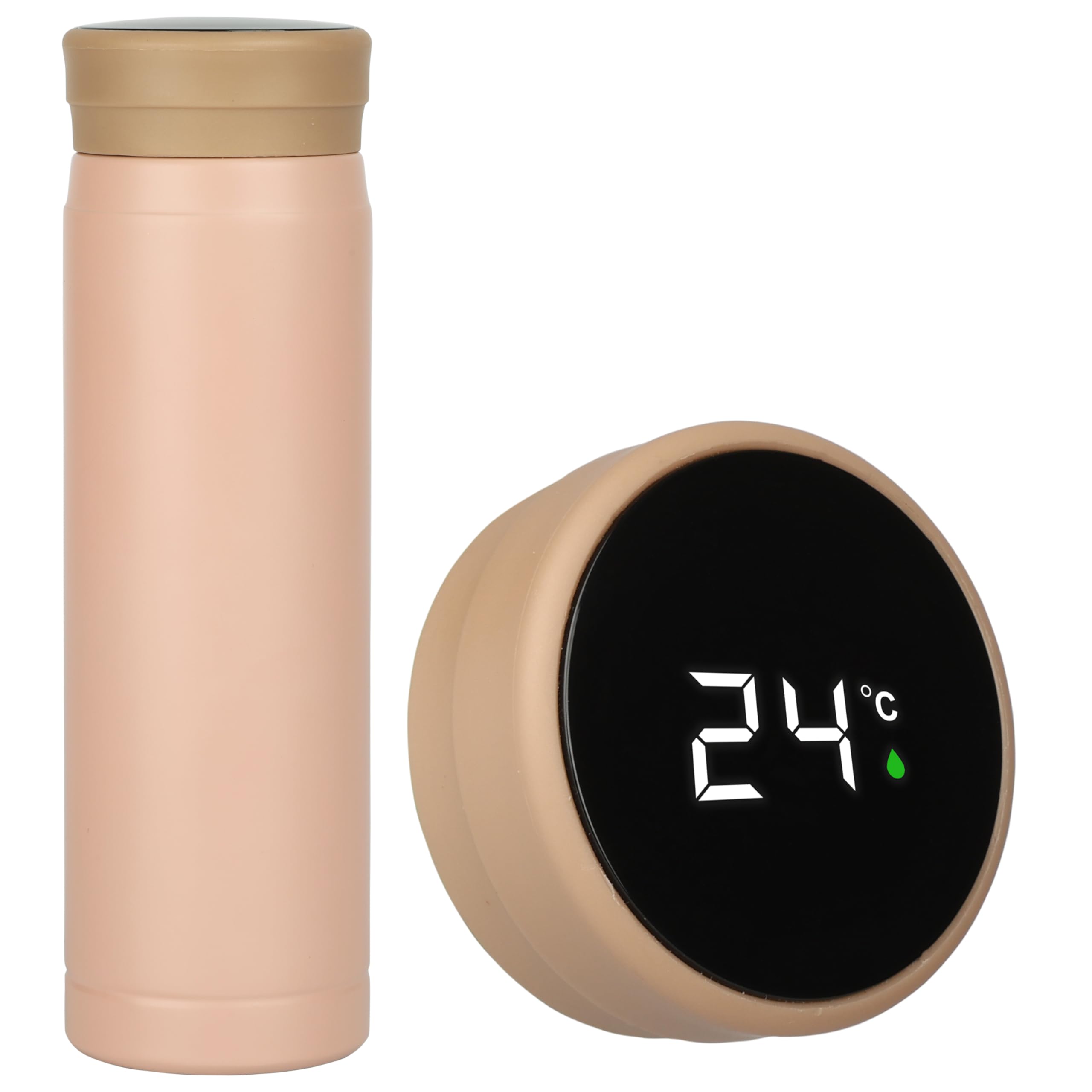 Belle Vous Pink Travel Coffee Mug with Smart LED Temperature Display - 280ml/9.5oz Stainless Steel Vacuum Insulated Bottle - Double-Walled Cup for Hot and Cold Drinks Including Tea, Coffee & Water