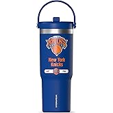 Hydrapeak x NBA Officially Licensed New York Knicks 32 oz Nomad Tumbler with Handle and Straw Lid, Leakproof Stainless Steel Water Bottle