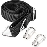 Marcobrothers Flat Bungee Cord with Hooks Adjustable Fits Size (Black, ADJ 48 inches)