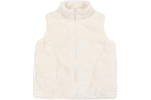 JESKIDS Girls' Boys Sherpa Fleece Vest Outwear Lightweight Solid Color Cute Jacket with Pockets 2-11 Years