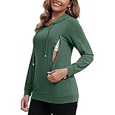 GINKANA Women Nursing Shirts for Breastfeeding with Hidden Zipper Long Sleeve Hoodie Causal Sweatshirt Breast Pumping Tops