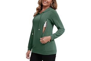 GINKANA Women Nursing Shirts for Breastfeeding with Hidden Zipper Long Sleeve Hoodie Causal Sweatshirt Breast Pumping Tops