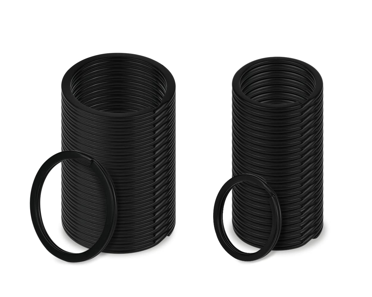 SCSpecial Black Metal Key Rings Split Rings for Car House Keychain Hoops Keyring Loops 1 and 1.25 inch Set of 40