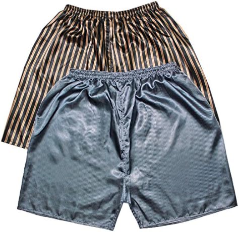 (Pack of 2) Mens Sleepwear - Silk Couture Boxer Shorts / Pajama Shorts M-L Multicolor