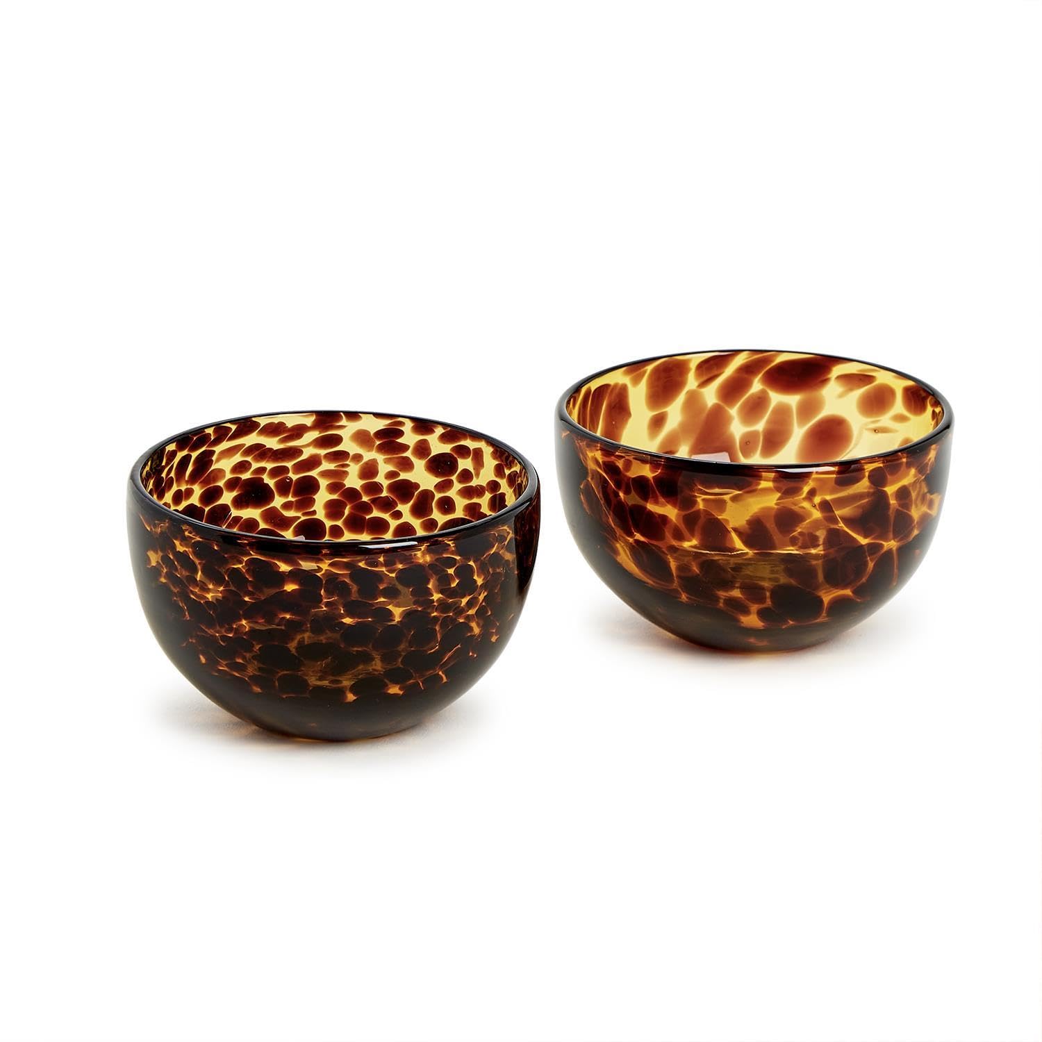 Photo 1 of Two's Company Set of 2 Tortoise Print Tidbit Bowl, Glass, 4-inch Diameter, Kitchen Serveware and Accessories, 54905