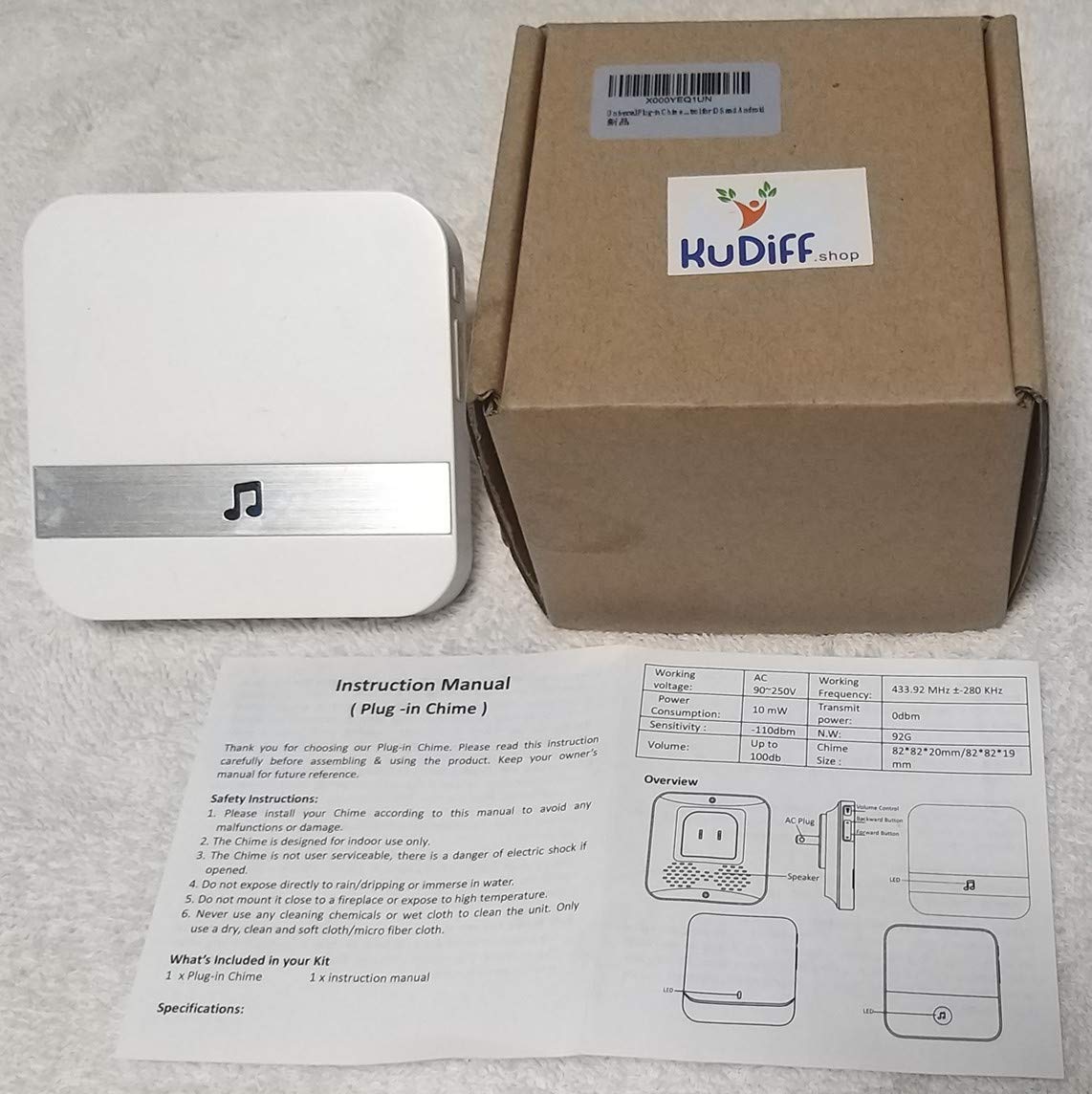 Universal Plug-in Chime Smart Video Doorbell Receiver Smart APP Remote Control for iOS and Android