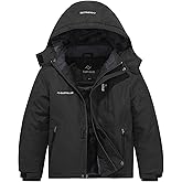 FARVALUE Boys Waterproof Ski Jacket Windproof Winter Coat Warm Snow Coat Outdoor Raincoats Hooded Windbreaker