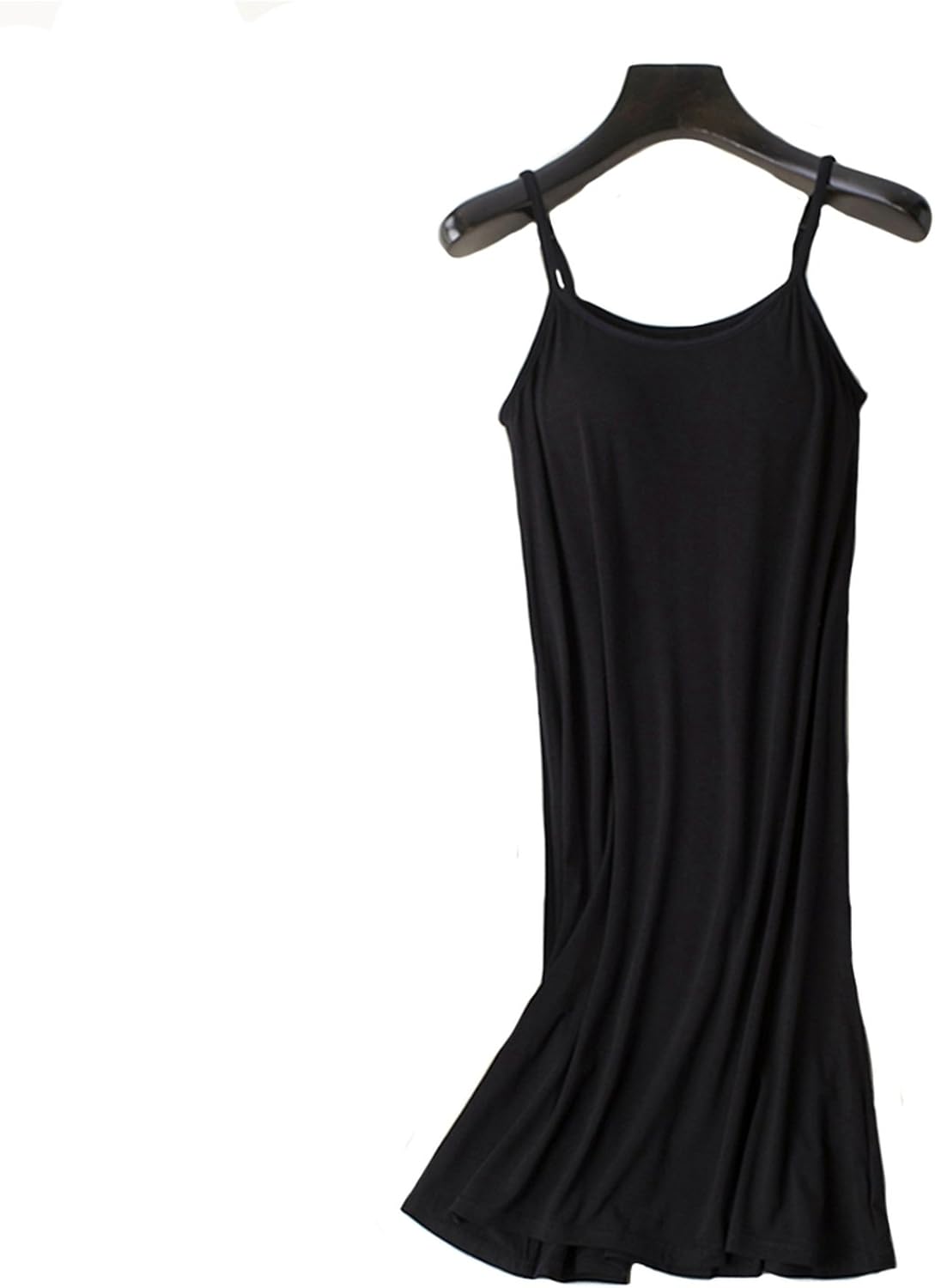 Memoriesed Womens Nightgown Built-in Shelf Bra Chemise Modal Night Dress Sleeveless, SP-Black 