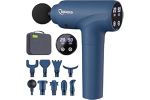 cotsoco Massage Gun Deep Tissue, Muscle Massage Gun with 9 Attachment Heads 20 Speeds & Silent Brushless Motor for Pain Relief, Handheld Percussion Back Massager Gun for Athletes
