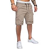 JMIERR Mens Casual Cargo Shorts - Cotton Drawstring Stretch Summer Beach Shorts Twill Chino Short with 6 Pockets