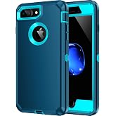 Mieziba for iPhone 8 Plus/7 Plus Case,[Built in Screen Protector] Heavy Duty Shockproof Dust/Drop Proof [3 Layers] Full Body Protection Rugged Cover Case for iPhone 8+/7+,Turquoise