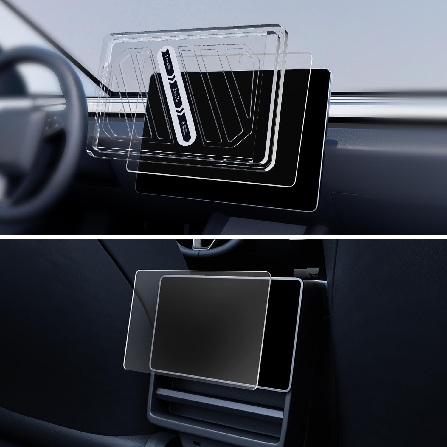 Photo 1 of Zanch 2-Pack 2024 Tesla Model 3 Screen Protectors, [No Fingerprints, Anti-Glare, Easy-Install], 9H Matte Tempered Glass Designed for Main & Rear Screen of Highland, Must-Have Accessories 2024 Upgraded