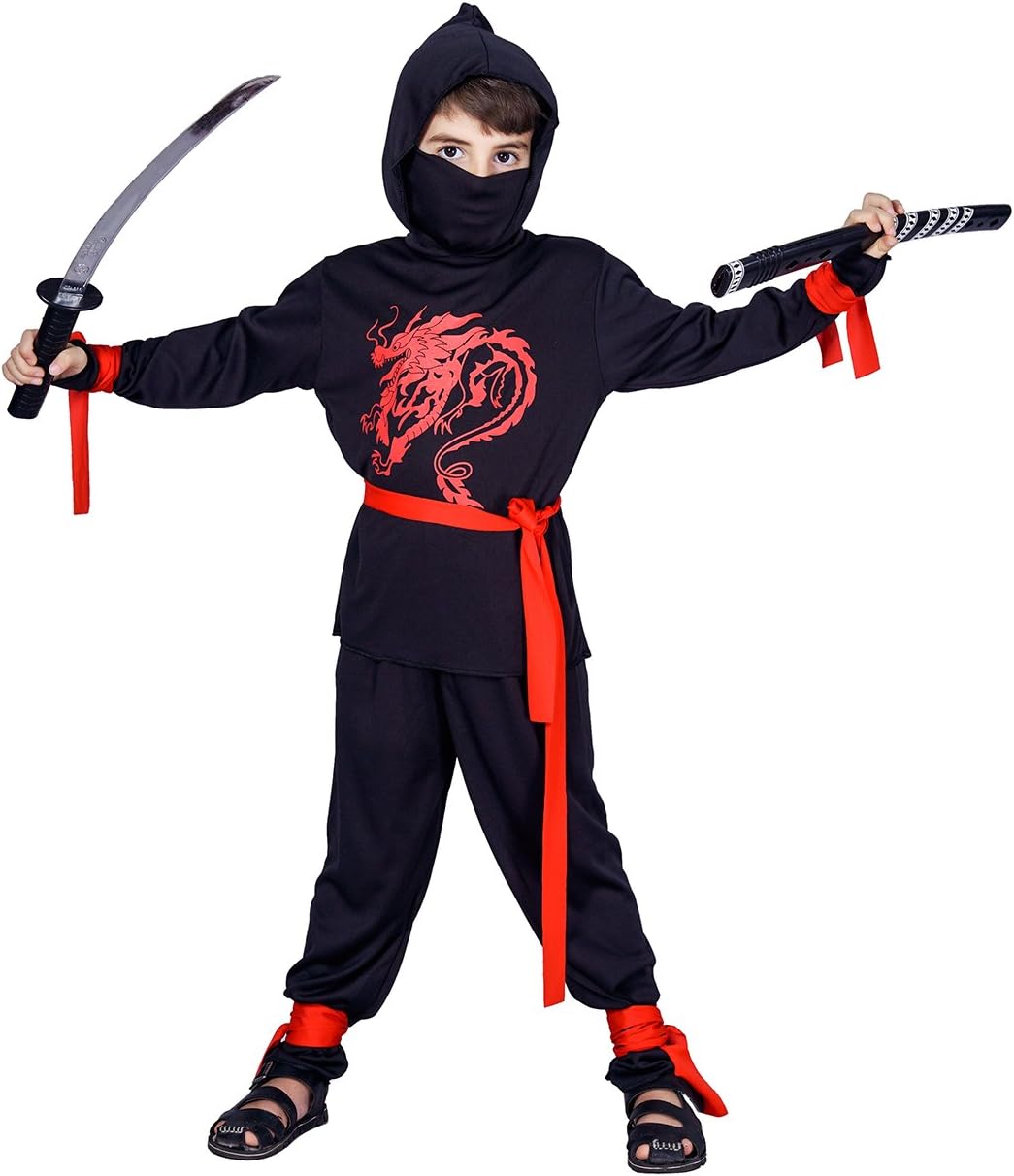 Kids Dragon Ninja Warrior Costumes (red)