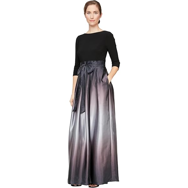 Amazon.com: Alex Evenings Women's Satin Ballgown Formal Event Dress with  Pockets and Tie Belt (Petite and Regular Sizes), Eggplant, 4 : Clothing,  Shoes & Jewelry