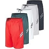 Real Essentials 5 Pack: Boys' Athletic Basketball Sports Shorts Pockets - Quick Dry Youth Teens Kids Gym (4-18 Years)
