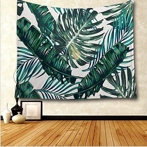 QNJins Banana Leaf Tapestry, Wall Hangings Green Watercolor Printed Nature Large Tablecloths Wall Tapestry (51"H x 60"W, Green)