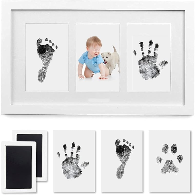 PewinGo Baby Handprint Footprint Kit with 100% Clean-Touch Ink Pad Framed