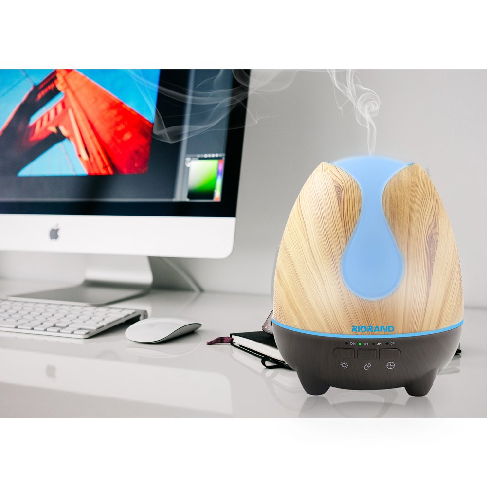 Aroma Essential Oil Diffuser,The Exclusive 500ml Aroma Diffuser with Soundproof Shield in Amazon,Novel style，Whisper-Quiet with 7 Color LED Light Waterless Auto Shut Off(black+yellow)