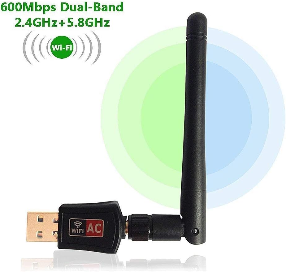 Techonto High Speed 600Mbps WiFi Adapter Wireless Network Adapter Mini USB 2.0 Port Wireless WiFi Adapter 802.IIN with Antenna for Windows XP/Vista/ WIN7/ WIN8/ Linux/MAC