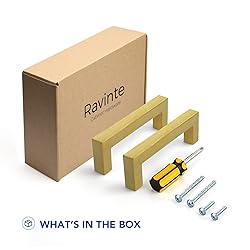 Ravinte 5 Pack Gold Cabinet Pulls 4 Inch Brusehed
