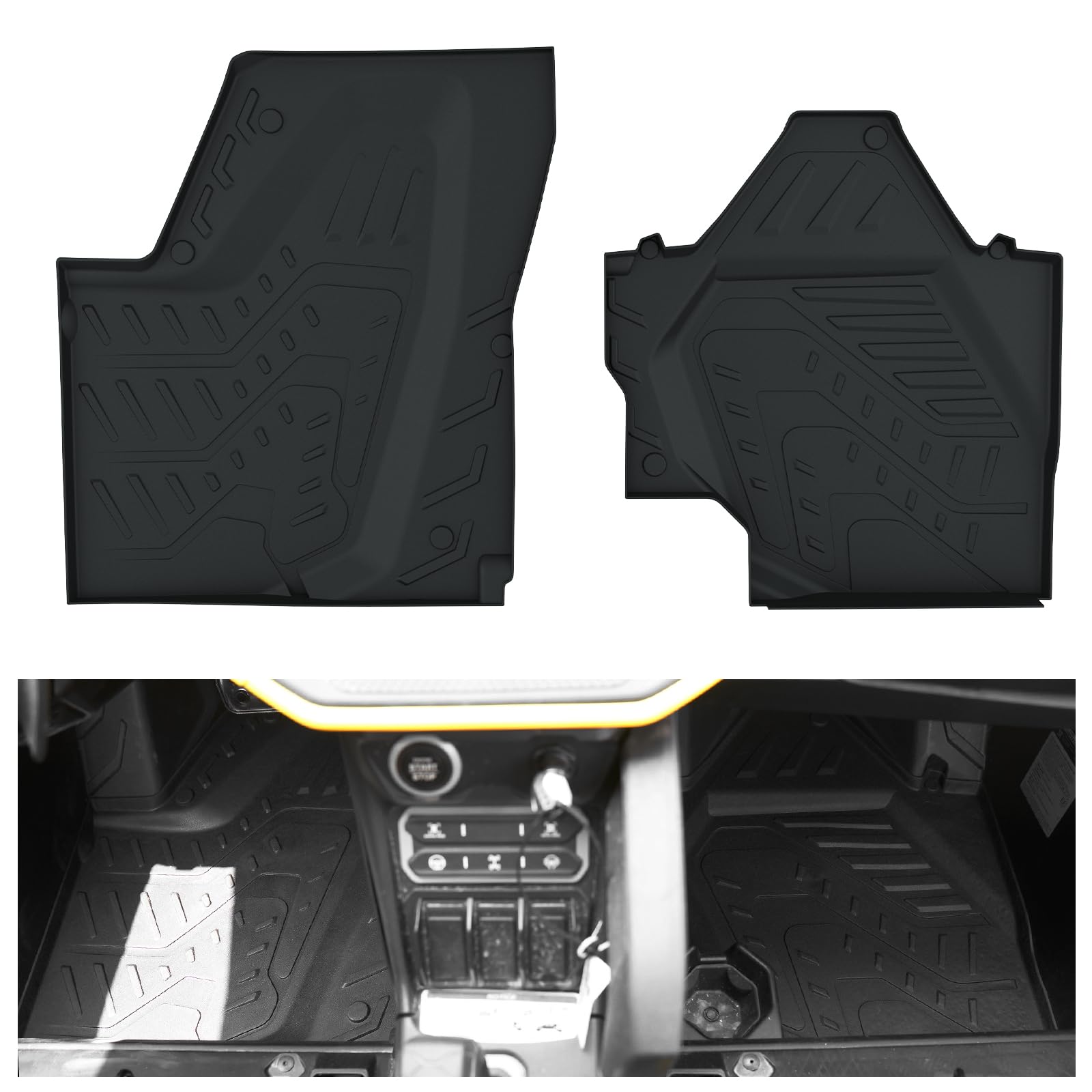 Photo 1 of AUPOWER Front Floor Mats for Can-Am Maverick R 2024+ Accessories, Black Front Row Floor Liners All-Weather Protection TPE Rubber Slush Mats for Can Am Maverick R X RS 24+