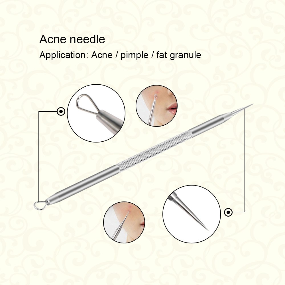 AMTOK Blackhead Remover Kit Curved Blackhead Tweezers Kit Pimple Comedone Extractor Tool Set Dermatologist Grade Kit Treatment for Blemish , Zit Popper (tweezers 2pcs)