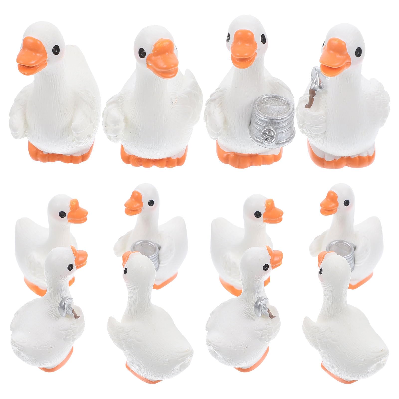 Miniature Resin - 12pcs Mini Resin Goose Miniature Figures Statues White Goose Statue Animal Figurine Tiny for Garden Potted Plants Figures