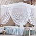 Nattey 4 Corners Canopy Bed Curtains Canopy Bed Netting Canopies For Girls Princess Adults Bed (King, White)