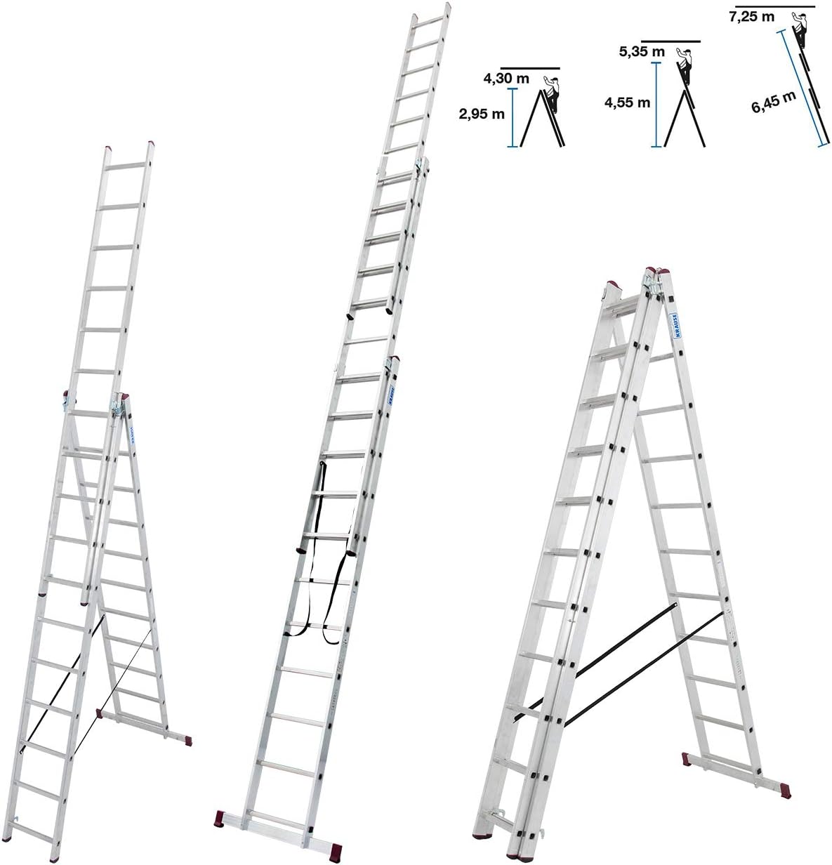 KRAUSE 30429 Mehrzweckleiter inkl. Traverse Arbeitshöhe (max.): 7.25 m Corda 030429 Aluminium 18 kg