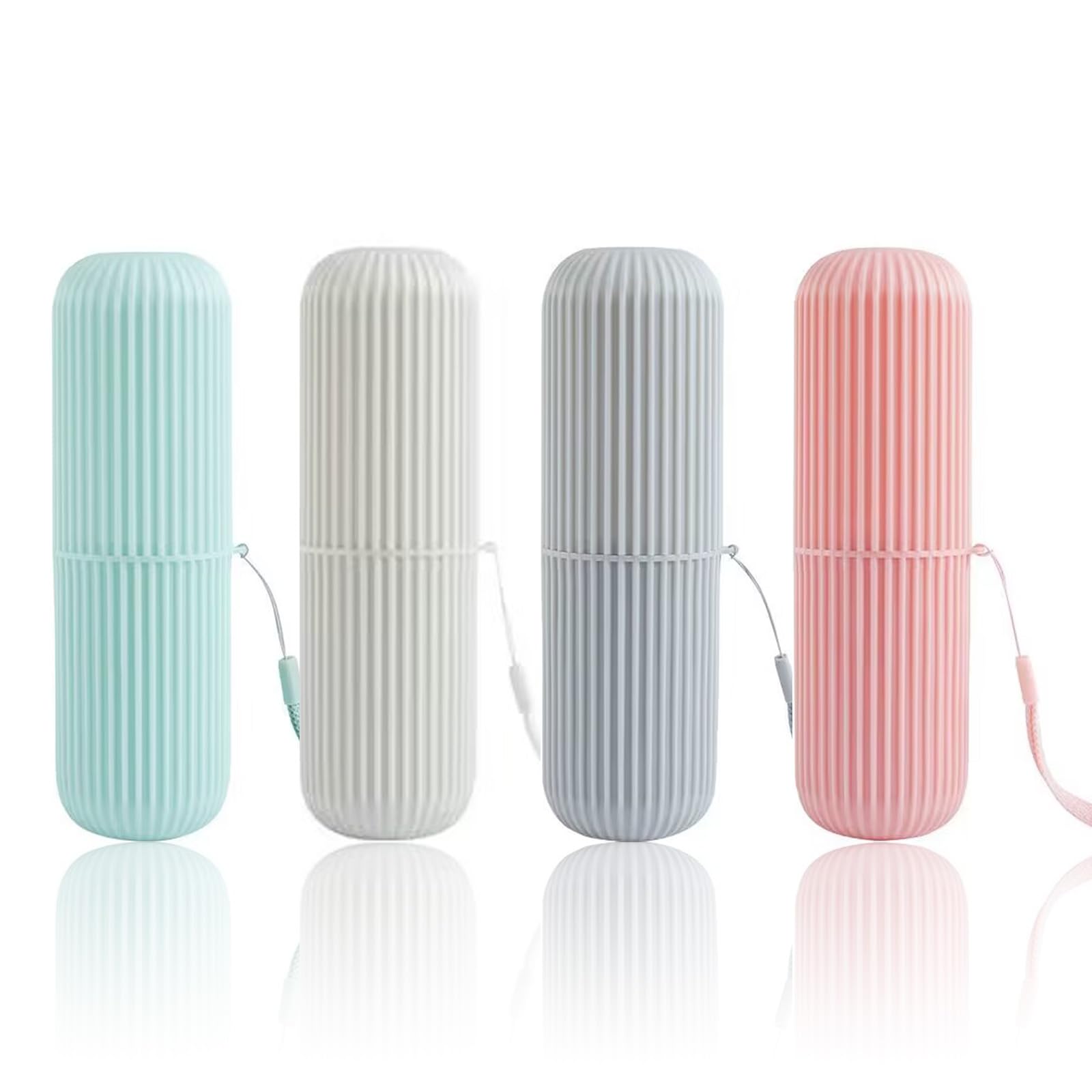 4 pcs Portable Travel Toothbrush Case - Hygienic and Waterproof Holder for On-the-Go Convenience Holder Portable Storage Box With Hanging Rope for Hiking Camping Business Trip