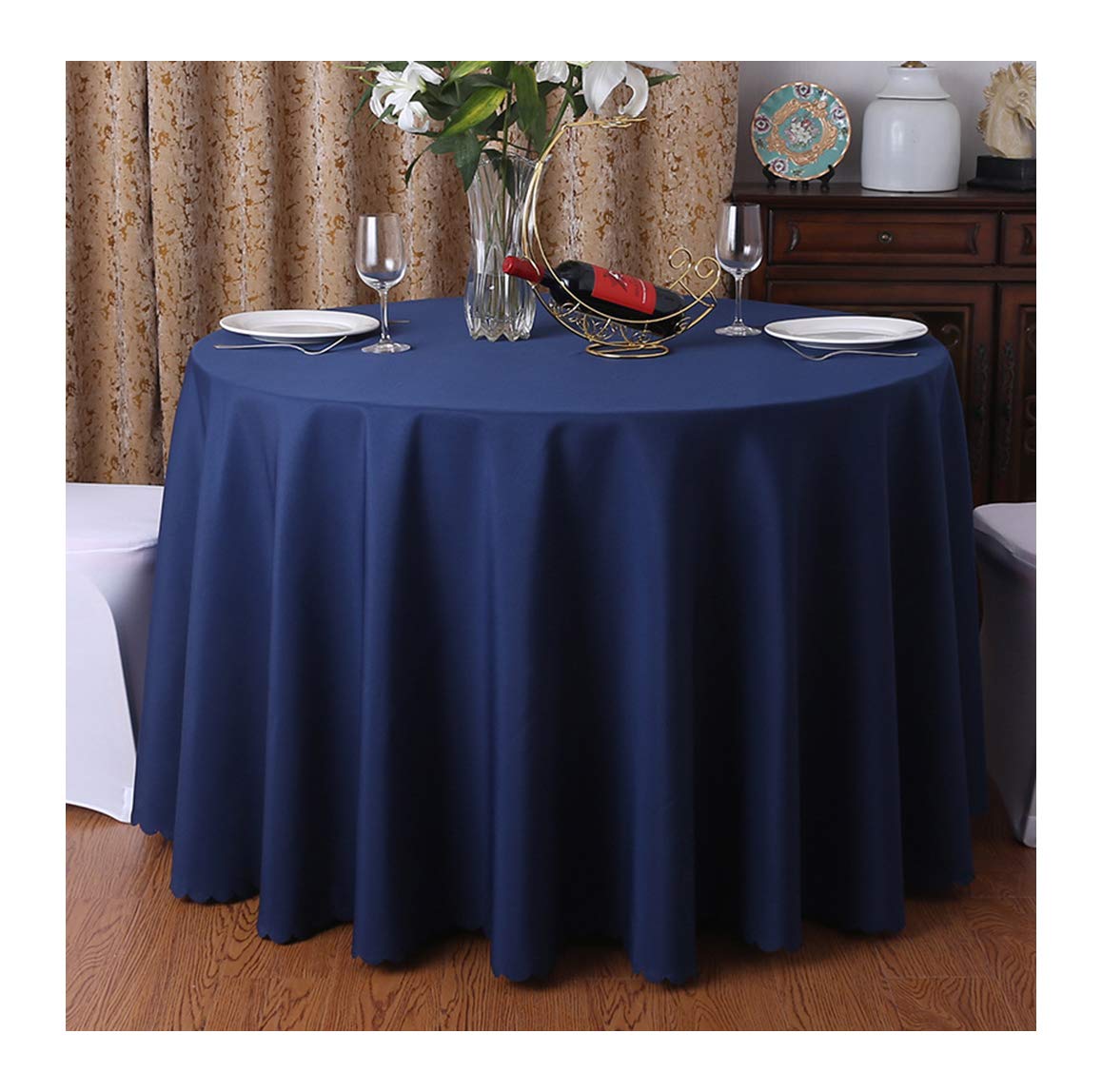 CIEEIN CIEHT Polyester Tablecloths Table cloth Tablecover Table Covers Round Hotels Restaurants Wedding Party Washable Simple Navy 220cm