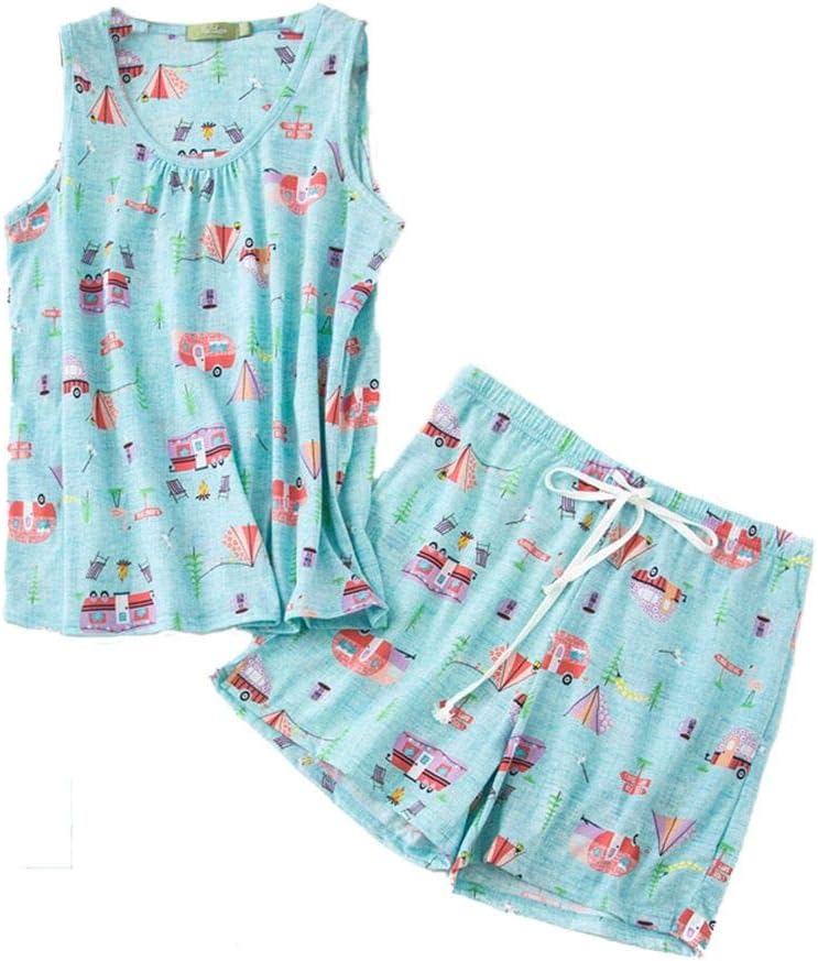 PNAEONG Women Cotton Sleepwear Short Sets Tank&Short Pajamas Sets