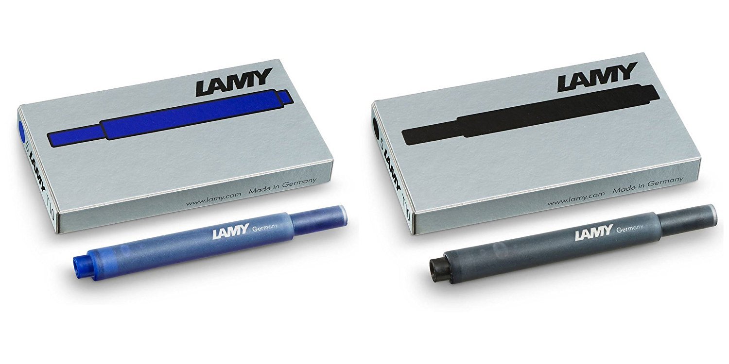 Lamy T10 Ink Cartridges: 1 Pack of Black + 1 Pack of Blue
