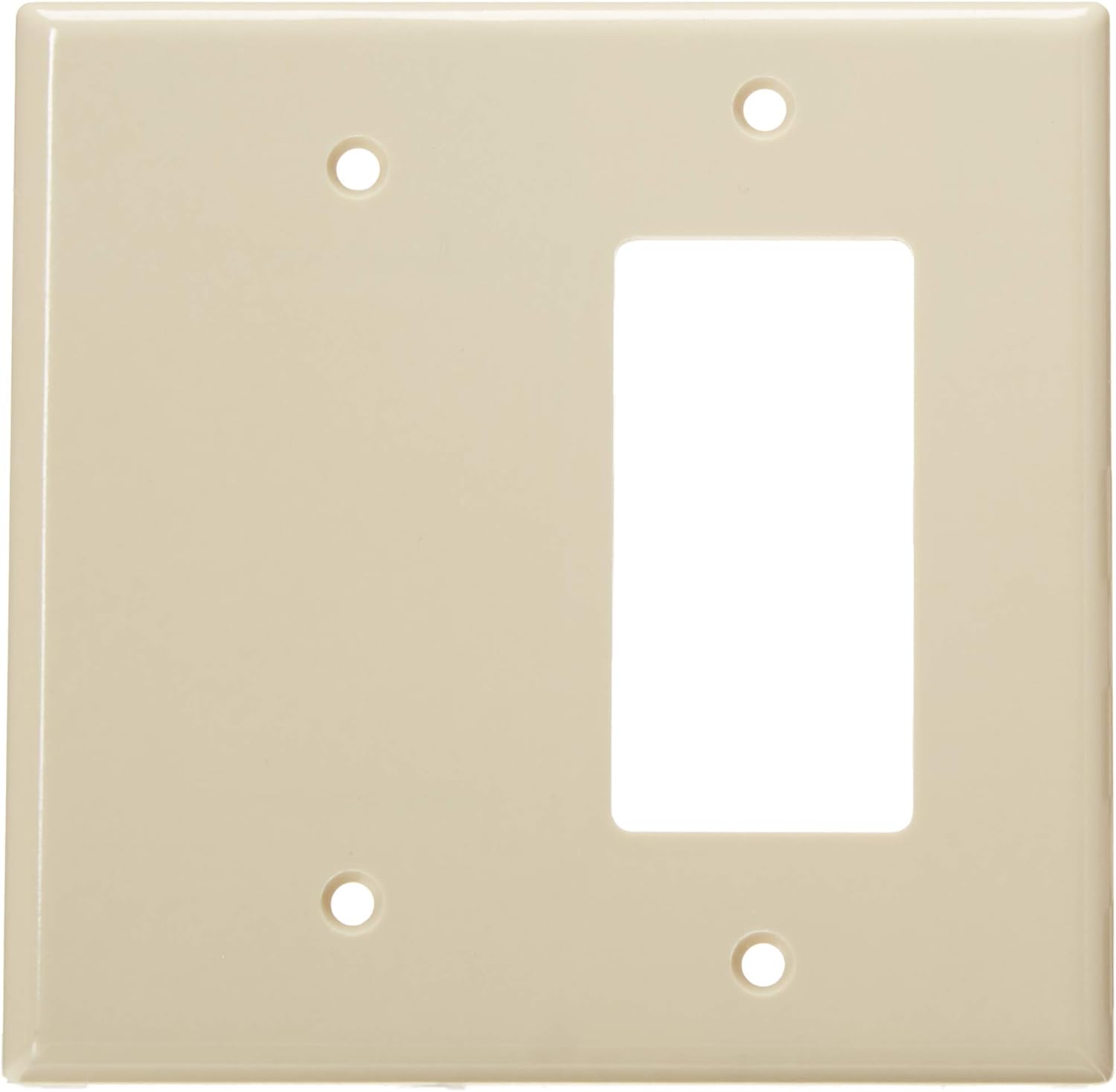 Leviton 80608-W 2-Gang 1-Blank 1-Decora/GFCI Device Combination Wallplate, Midway Size, Thermoset, White - Blank Wall Plates - 