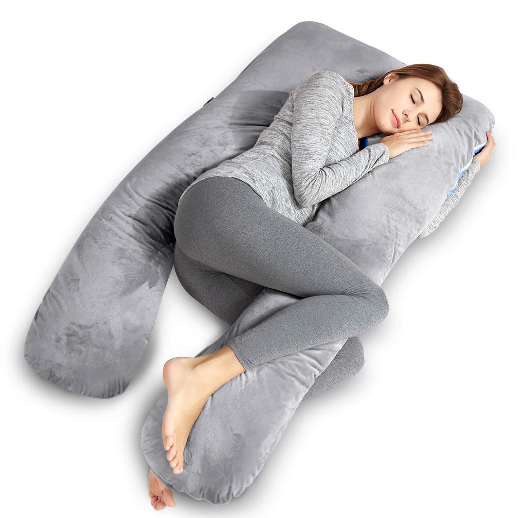 AngQi 55-inch Full Body Support Pillow, Grey&Blue