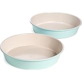 Tasty Clean Ceramic Round Cake Pans Set, 2-Pack of 9-Inch Cake Pans, Durable Aluminized Steel for Professional Results, Clean Ceramic Nonstick Coating, Oven Safe to 425°F, Dishwasher Safe, Aqua