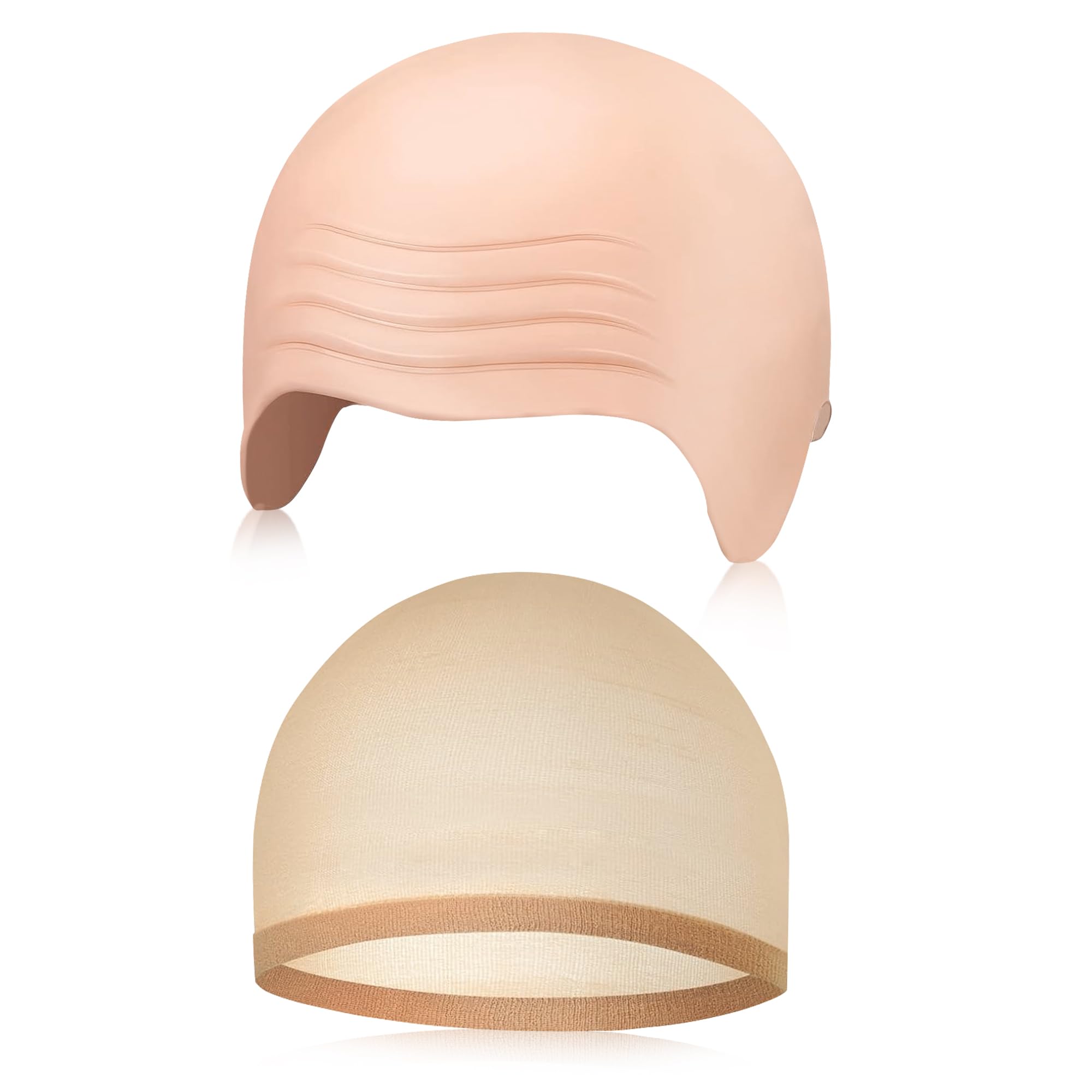 Photo 1 of 1 Piece Halloween Bald Cap with Wigcap, Makeup Bald Cap for Adults Cosplay Party Supplies