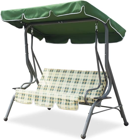 Amazon.com: Zupapa - Columpio para porche de 3 personas de acero con soporte, toldo ajustable, suave acolchado con protección UV para jardín, piscina, porche, patio, patio: Home \u0026 Kitchen