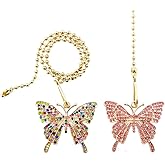 Wayilea Ceiling Fan Light Extender Chain Pulls, Lamp Extension String Chains Connectors, Decorative Crystal Rhinestone Butterfly Ornaments Pendant for Girls Decor Gifts(Pink & Assorted Color