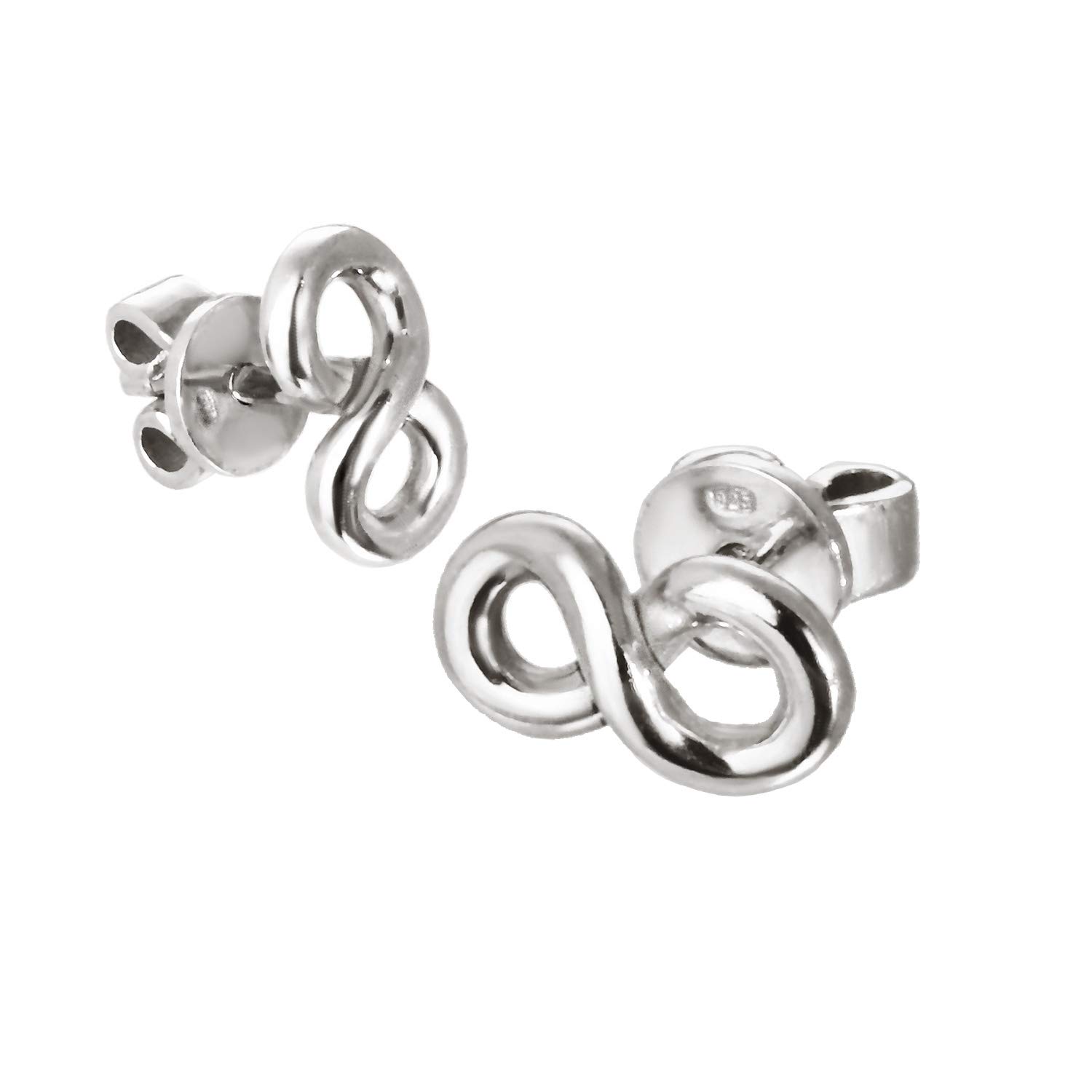 NKlaus 1 pair Sterling Silver Stud Earrings Infinity Motif Earrings Infinity Symbol Butterfly Closure 6