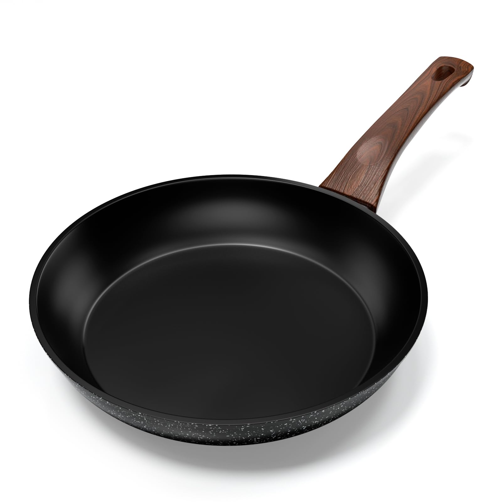 Innerwell Non-Stick Frying Pan 28 cm, Induction Pan with Professional-Quality Non Stick Coating, Healthy Granite Skillet, Oven-Safe, PFOA-Free, Black