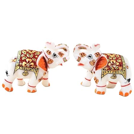 HANDICRAFTS PARADISE Marble Elephant Pair