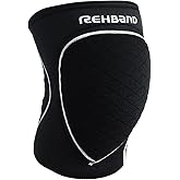 Rehband Knee Pads for Volleyball, Handball & Indoor Sports, Neoprene Knee Sleeve Protector, Comfortable & Snug Fit, Shock-absorbing Sports Knee Pads Unisex, Colour:Black, Size:Large