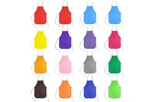 FEPITO 24 Pack 12 Colors Kids Art Aprons Children Painting Aprons Art Smocks for Craft, Kitchen, Classroom