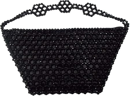 Rosy Black Handheld Hand Bag with Beads