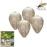4 Pack Wasp Nest Decoy, Waterproof Hanging Fake Wasp Nest Bee Natural Wasp Repellent Wasp Trap, Wasp & Hornet Control for Hom