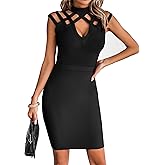 meilun Hight Neck Cut Out Bandage Dress Mini Formal Party Gowns Wedding Guest Dress for Women