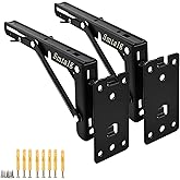 SMTALG 20 inch Folding Shelf Brackets, 2 Pack Detachable Heavy Duty | Quick bracket relocation | Steel construction for shelves, workbenches &amp; folding tables | Wall mounting hardware included