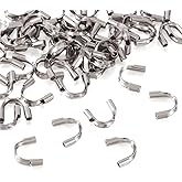 Pandahall 50 Pcs Stainless Steel Wire Protector U Shape Loops Guardian Terminator Metal Wire Protectors Guard Thread for Necklace Bracelet Earring Jewelry Making